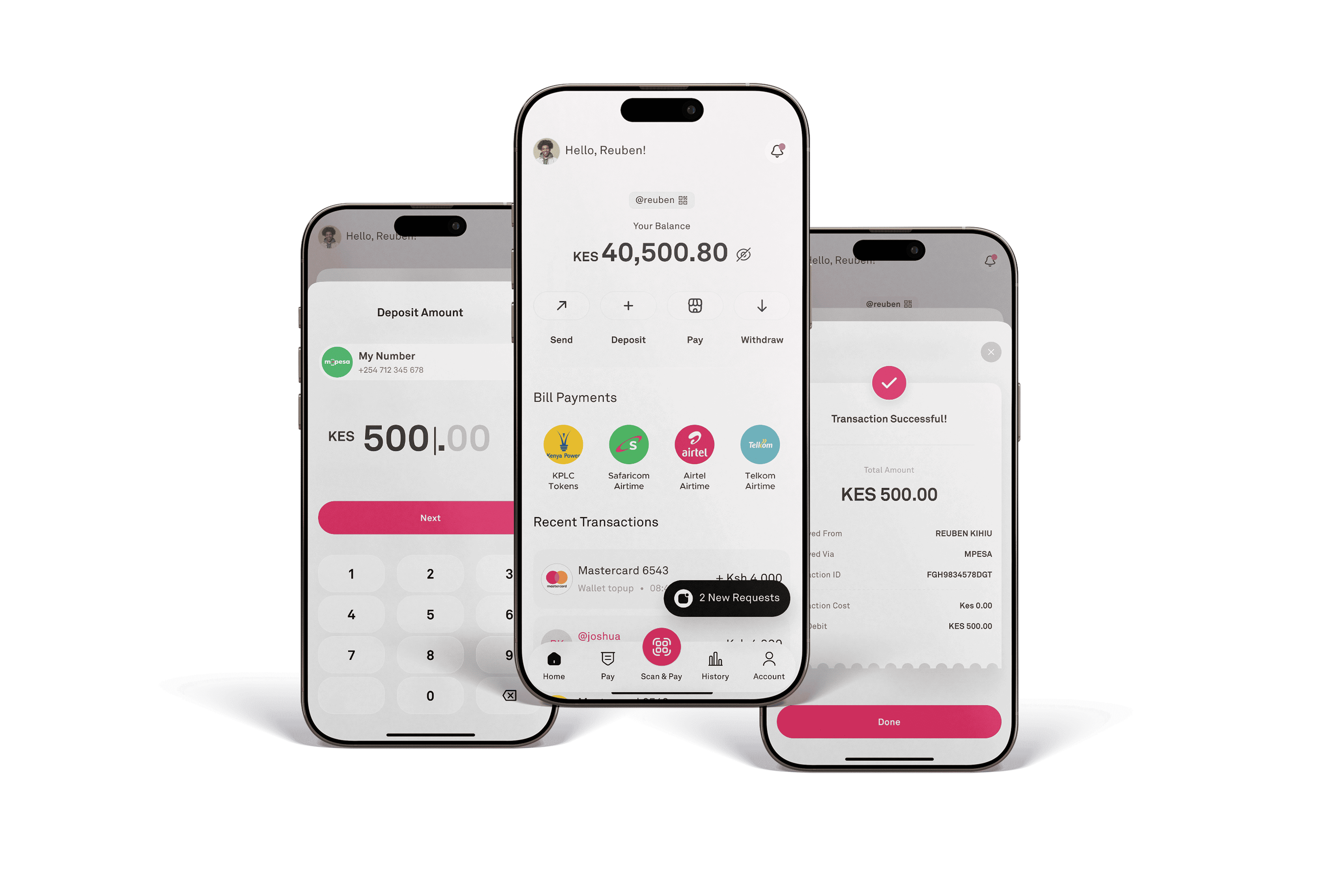 Tova Edge Fintech Wallet on three phones