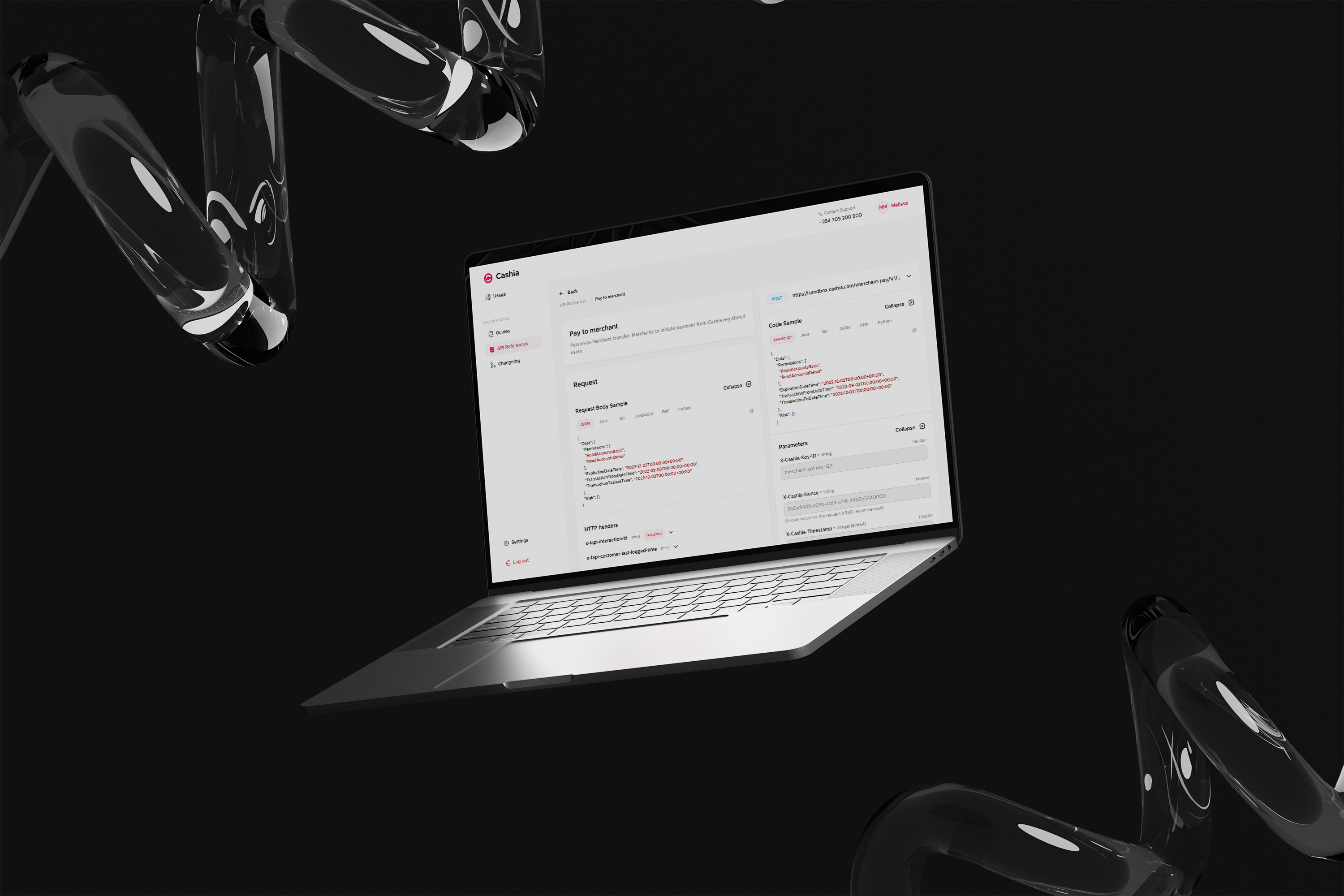 Tova Edge Fintech developer API dashboard