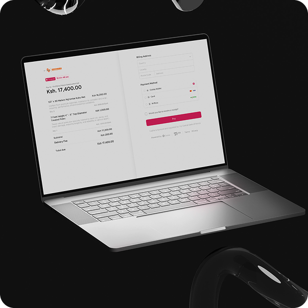 Tova Edge Fintech hosted checkout on laptop